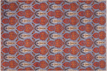 handmade Transitional Kafkaz Blue Rust Hand Knotted RECTANGLE 100% WOOL area rug 10 x 14